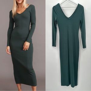 Maine Layer Lexi Ribbed V Neck Maxi Dress Green Gables Size Small